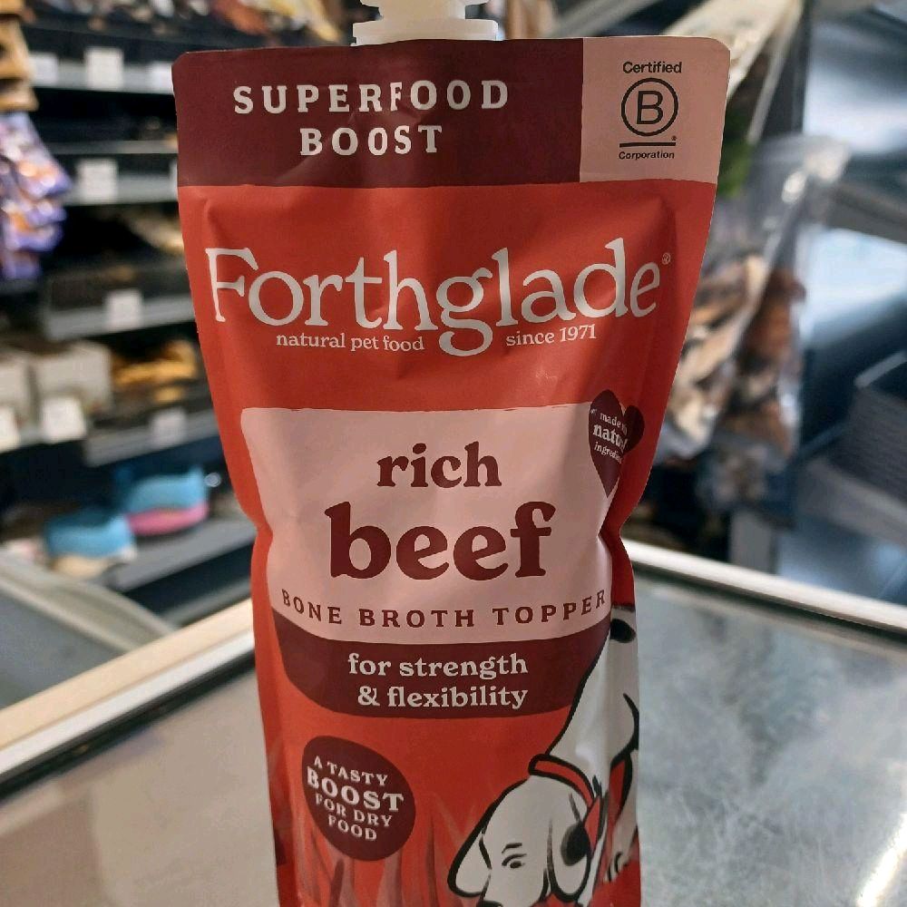 Forthglade Bone Broth Toppers, available in beef, chicken, pork, 180g