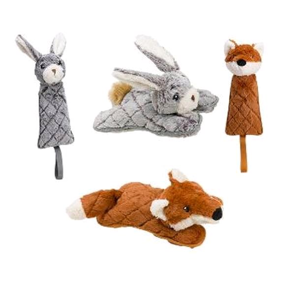 House of Paws Quilted Plush Dog Toys - Soft & Cuddly Rabbit & Fox Designs