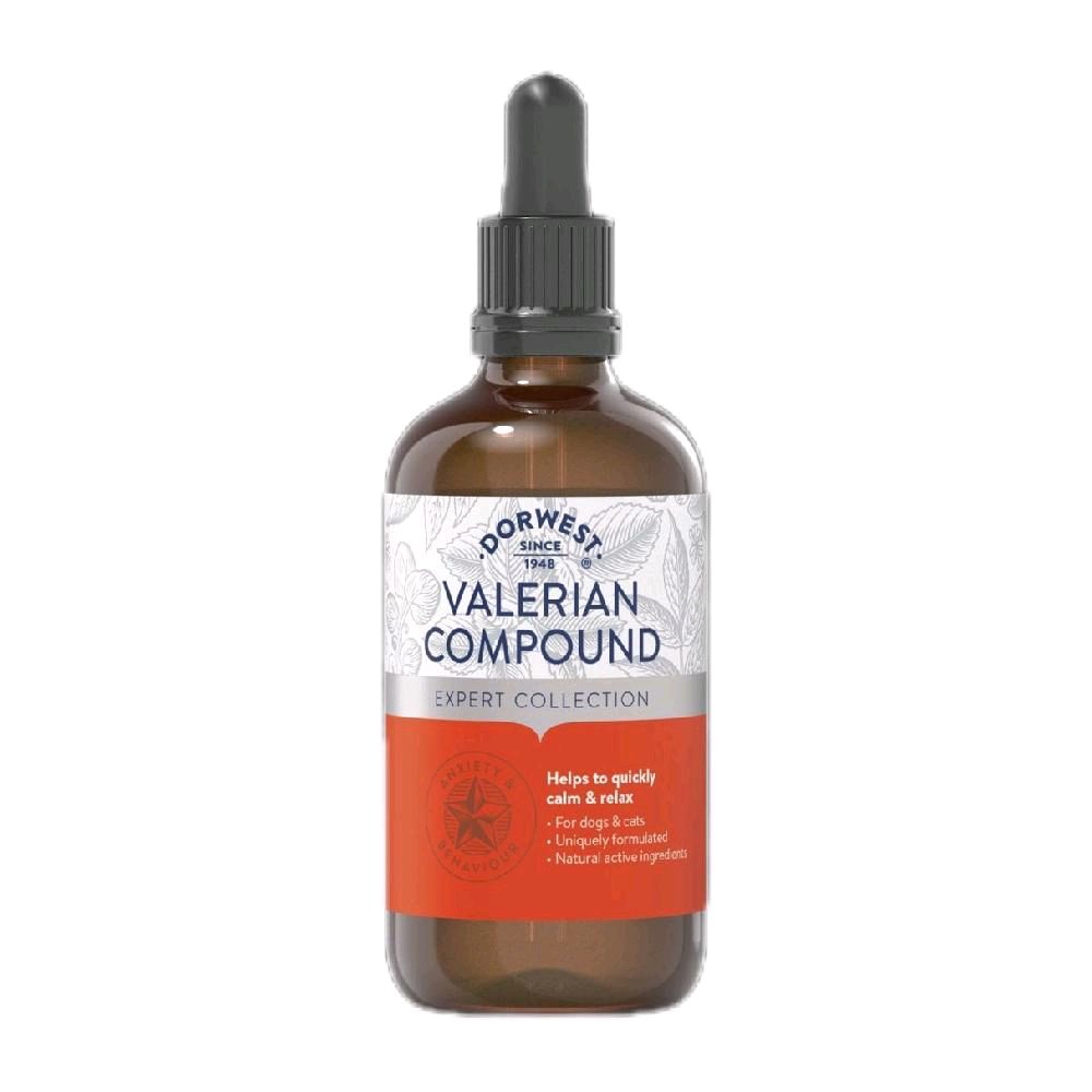 Dorwest Valerian Compound for Anxiety in Dogs & Cats 30ml & 100ml Natural Herbs Quick Calm Relaxation 30 Minutes Effects Last Up To 2 Hours