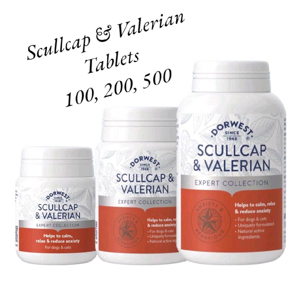 Dorwest Scullcap Valerian Tablets, Anxiety & Calming Supplement for dogs & cats