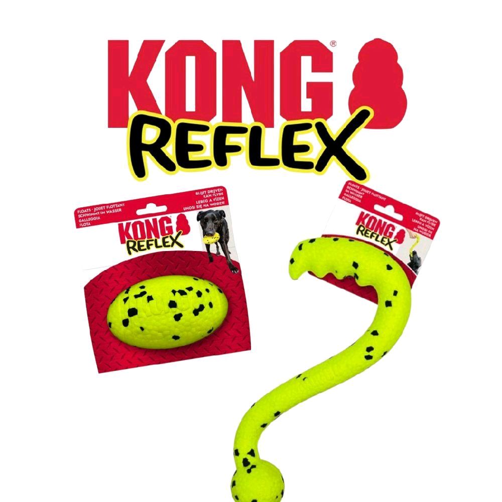 KONG Reflex Fetch & Tug or Football - Durable Self-Healing Material for Long-Lasting Fun & Water Play
