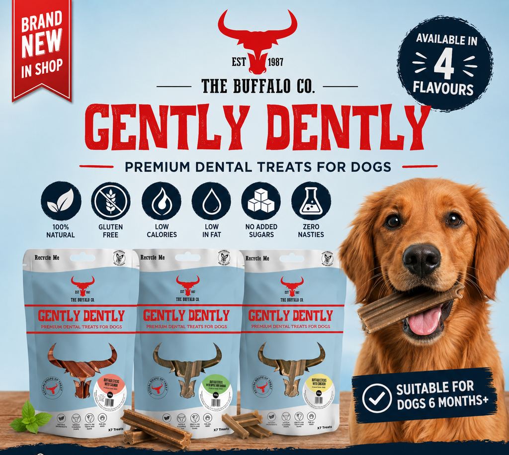 Gently Dently Dog Dental Sticks, availanle in 4 flavours
